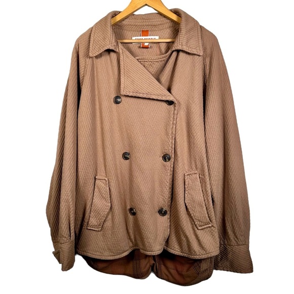 FREE PEOPLE Remi Oversized Corduroy Double Breasted Jacket in camel - Picture 14 of 14